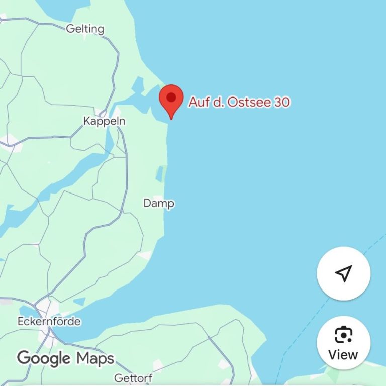 Google Maps-Karte zur Lage des Ostseeresort Olpenitz und der BLUE Unterkünfte an der Ostseeküste